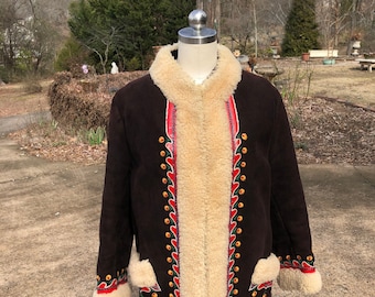 RARE 70's PENNY LANE Coat/Real Shearling Coats/Sherpa Coats/Embroidered Coats/Vintage Penny Lane/Almost Famous Coats/Near Mint Condition