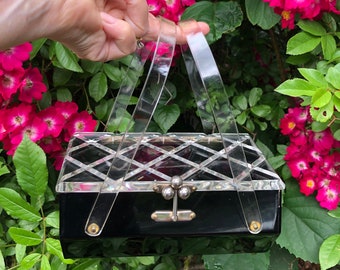 LOVELY LUCITE Charles Kahn Handbag/Lucite Purses/Lucite Bags/Charles Kahn Handbags/Charles Kahn Purses/50's Handbags/Near MINT Condition