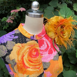 GORGEOUS 60&#39;s FLORAL Dress/60’s Flower Power Dress/60’s Maxi Dress/Vintage Floral Maxi Dress/60’s Colorful Mock Neck Dress/MINT Condition