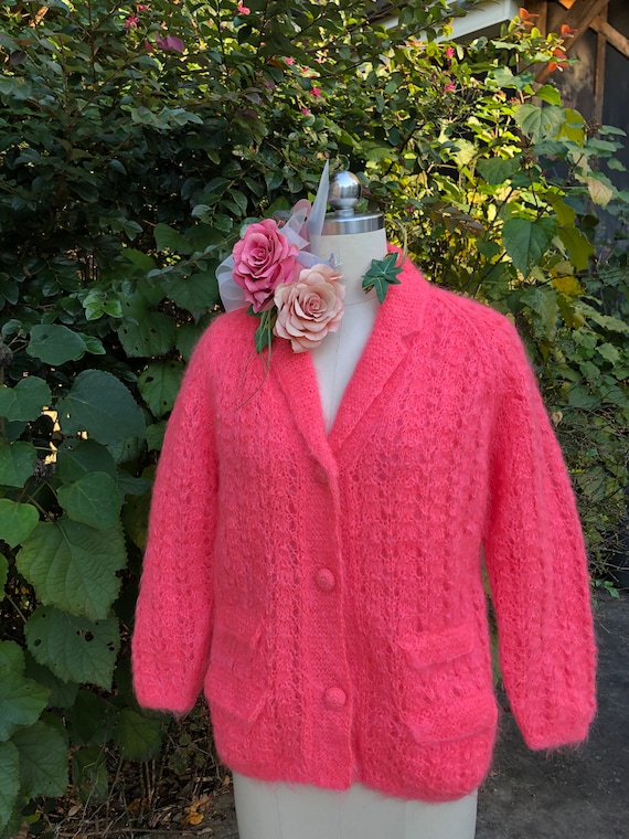 70 s Dreamy CORAL PINK Sweater hand Knit Sweater 70s Mohair Sweater 70s Wool Cardigan vintage Cardigan Sweater 70s Fashion mint Condition Etsy UK