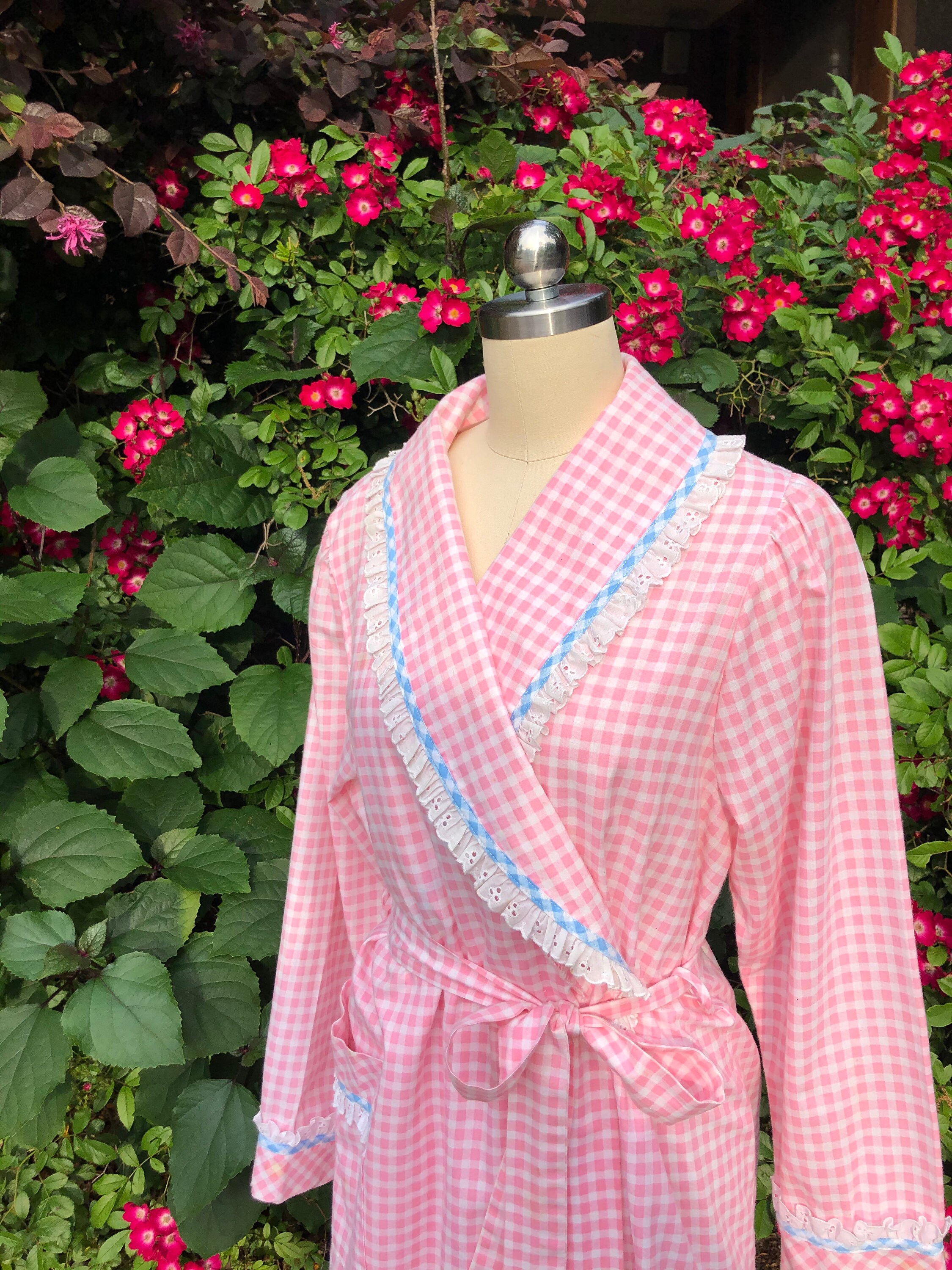 LOVELY 80's PINK Checked Robe Set/Vintage 80s Gingham | Etsy