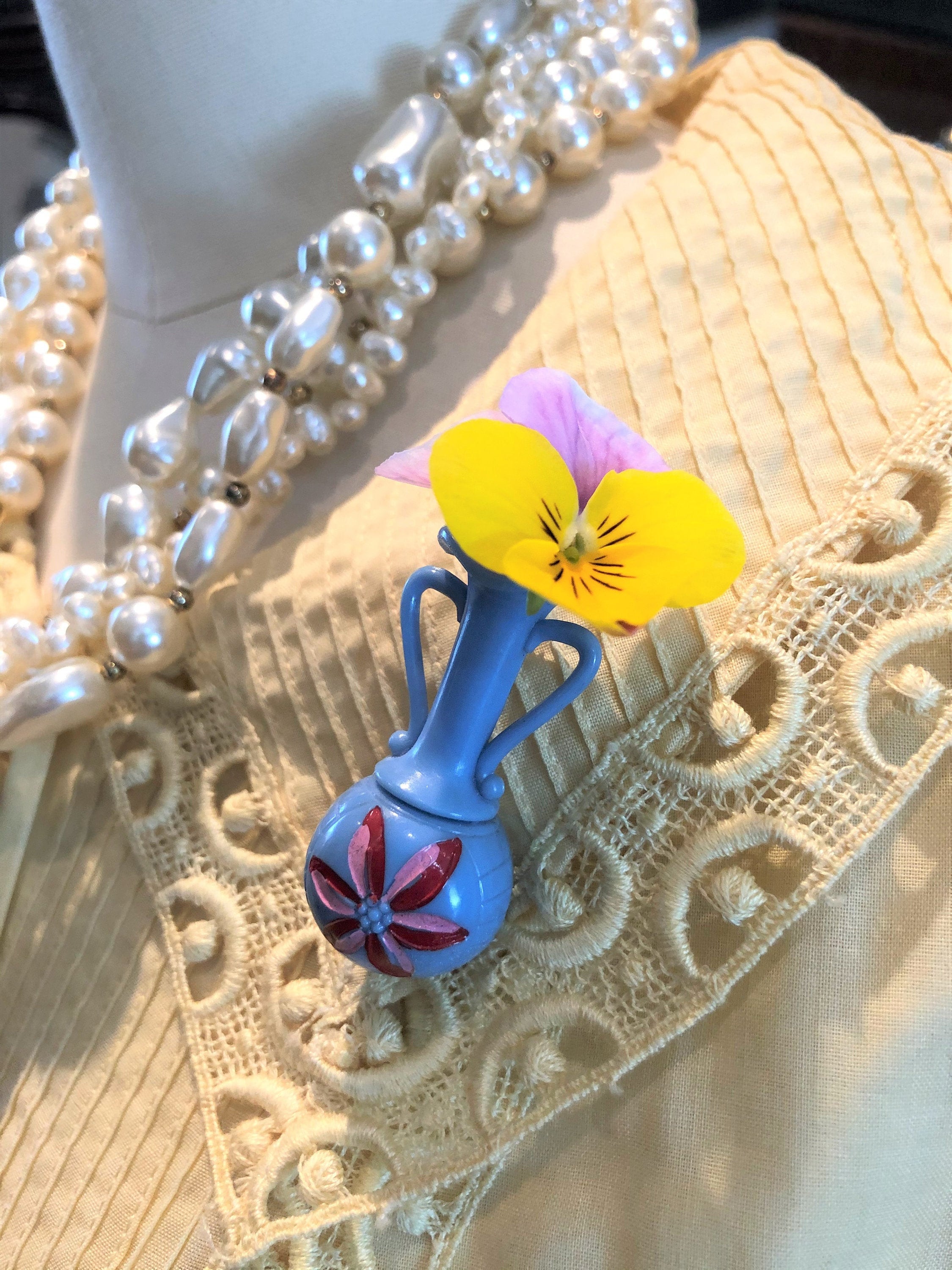 RARE Antique Flower Holder Brooch/posy Holder/hand Painted Etsy UK