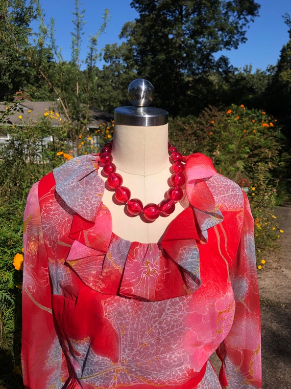 LOVELY 70's Floral CIRCLE Skirt Dress/Vintage GoG… - image 6