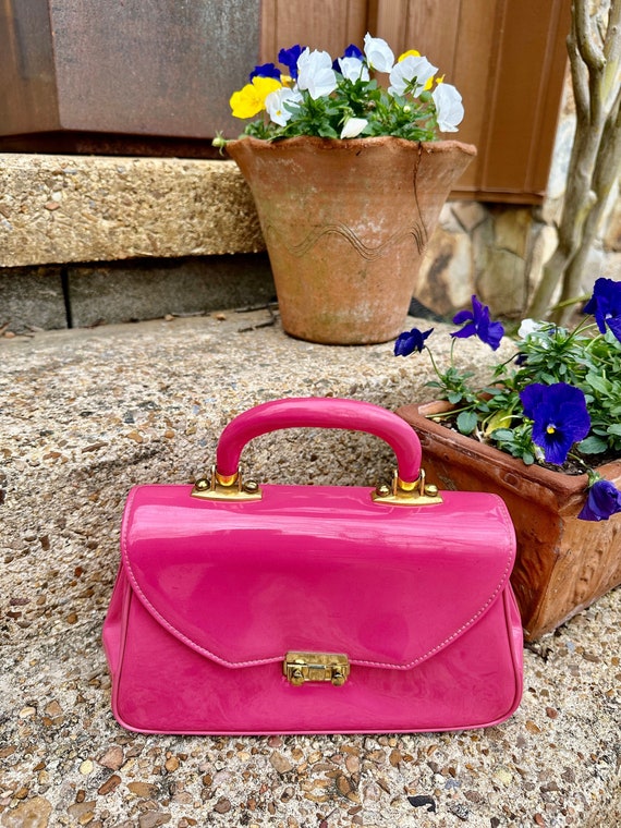 60's PINK PATENT Handbag/Pink Handbags/Pink Purse… - image 1