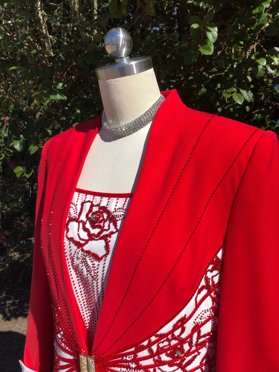 GORGEOUS 80's RED Beaded Jacket/Vintage Red Jacke… - image 1