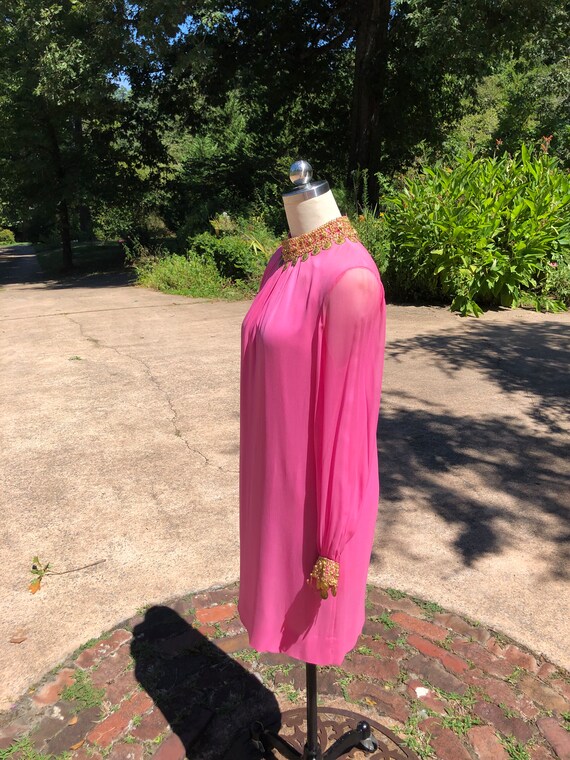 FABULOUS 60's PINK DRESS/Coin Trimmed Dress/60's … - image 6