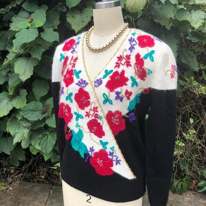 80's FLORAL BEADED Sweater/80’s Sweaters/80’s Fashion/vintage Floral ...