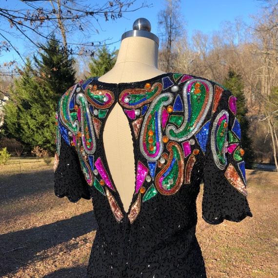 80's BEADED DRESS/80's Dresses/Stenay Dress/80's V