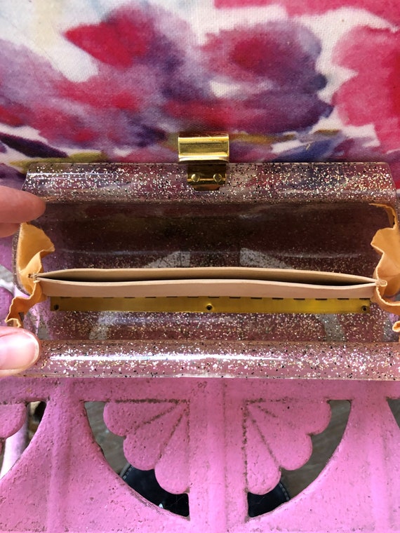 PINK SPARKLE Lucite Clutch/Lucite Handbags/Lucite… - image 8