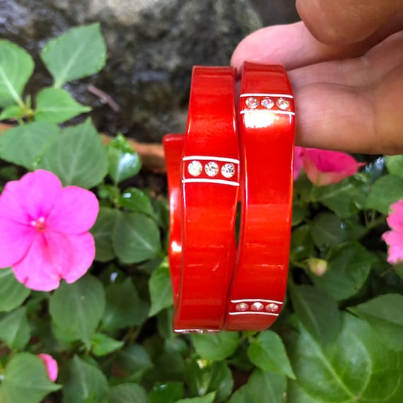 STUNNING 50's LUCITE BRACELET with Rhinestones/Lucite… Gem