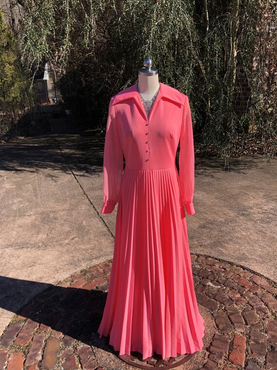 LOVELY 70's PINK GOWN/70's Dresses/70's Gowns/Ple… - image 2