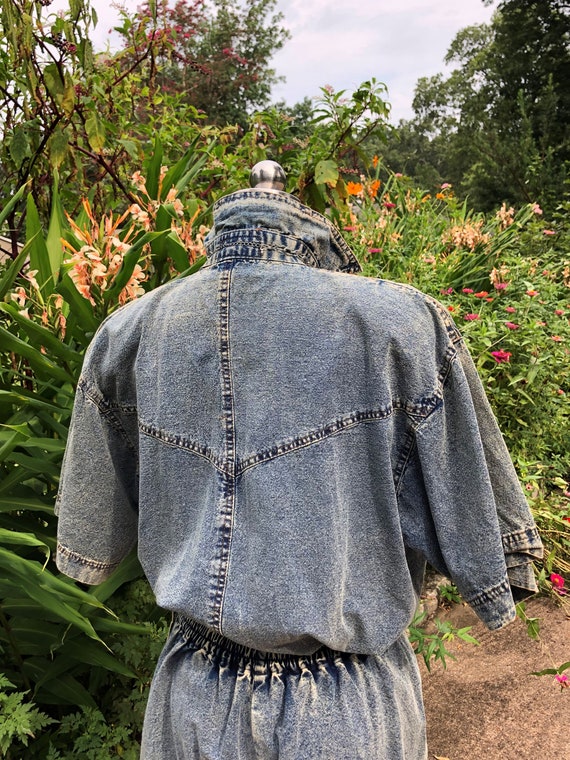 RARE 80's DENIM Short Set/Stone Wash Denim/Vintag… - image 9