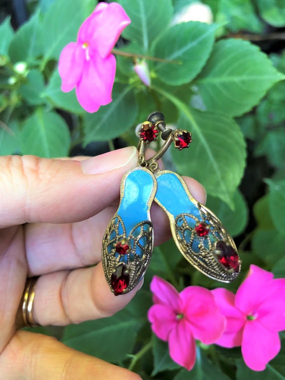 RARE 40's SLIPPER EARRINGS/40s Earrings/40's Jewel