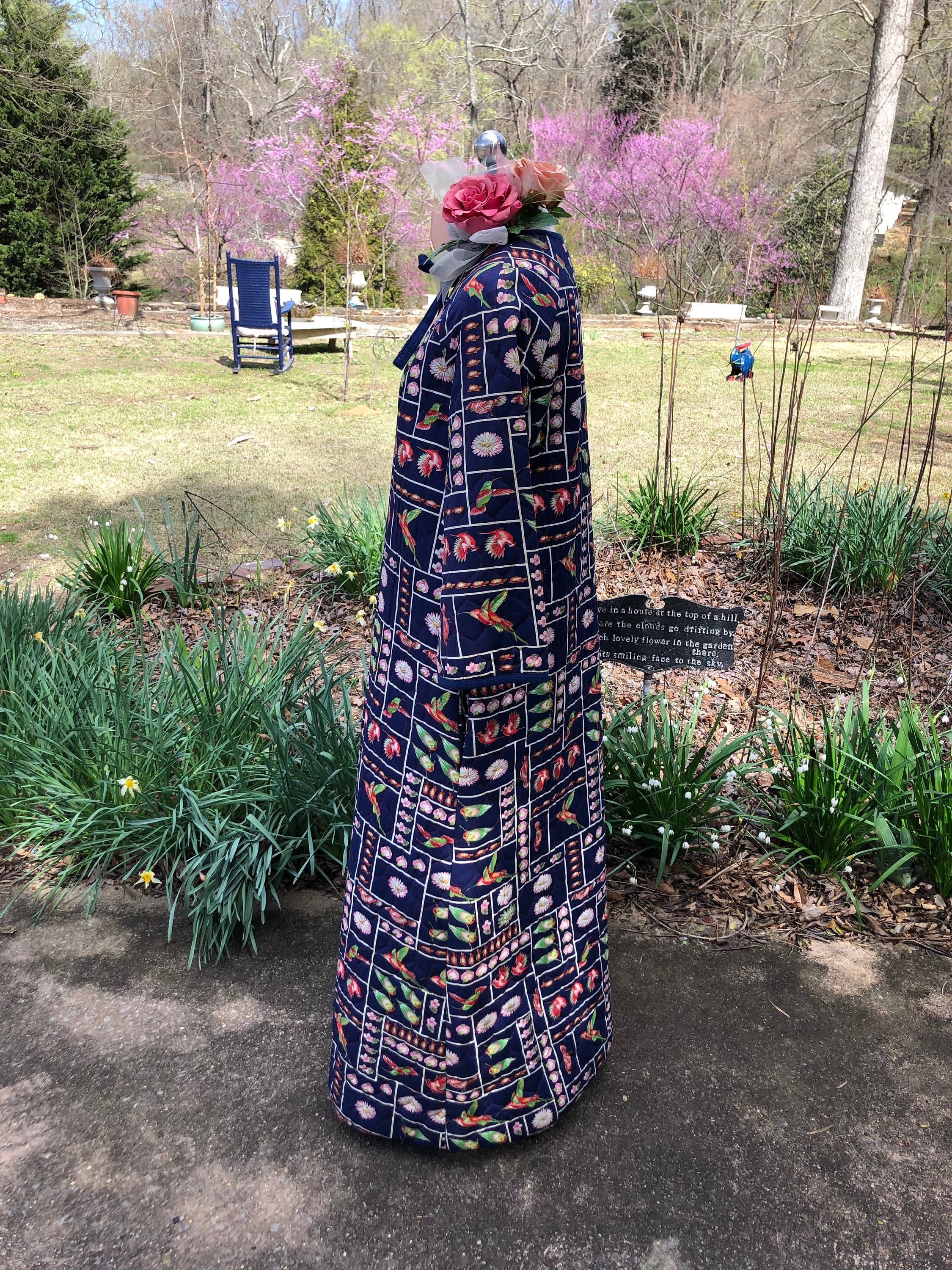 PRETTY 70's BIRD QUILTED Robe/70's Robes/70's Housecoats/vintage Robes ...