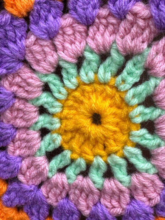 UNIQUE Granny Squares Sweater Jacket/Handmade Swe… - image 9