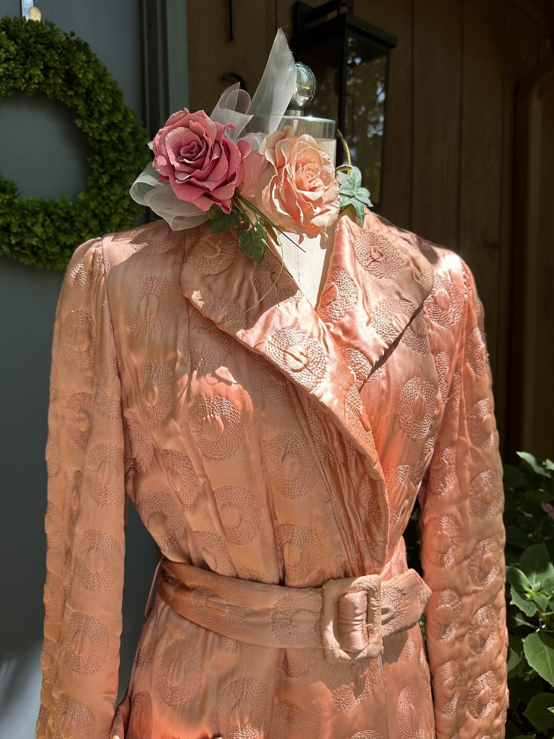 RARE 40’s HOLLYWOOD Robe/vintage 40’s Ivory Robe/40’s Quilted Wrap ...