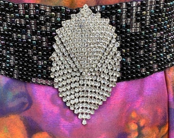 Vintage Rhinestone Crystal Belt Gold Tone Chunky Statement  display picture 2