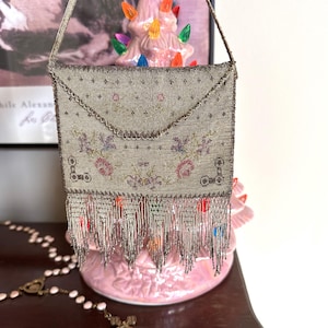 RARE FRENCH STEEL Cut Handbag/Art Deco Purse/Nouveau Purse/Rare Purses/Antique Purses/French Purses/Glass Beaded Purse/Near Mint Condition