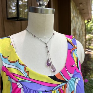 RARE 30&#39;s ART DECO Necklace/Antique Glass Necklace/Purple Glass Necklace/Antique Necklaces/Lariat Necklaces/Mint Condition