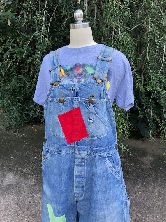 AWESOME 70's LEE Patchwork OVERALLS/70's Vintage O