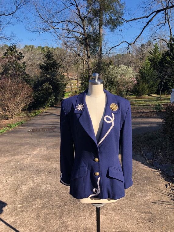 80's Nautical JACKET/Women's 80's Sailor Jacket/Vintage 80's Nautical Themed Blazer Jacket/Navy Blazer Jacket/Vintage Blazer/MINT Condition