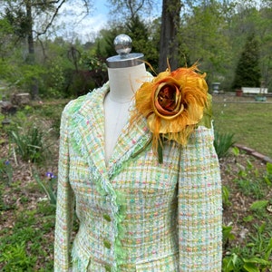 80's TERI JON SUIT/Plaid Suits/Easter Suits/Spring Suit/Vintage Suit/Fringe Suit/Pastel Suit/Rickie Freeman for Teri Jon/Near Mint Condition