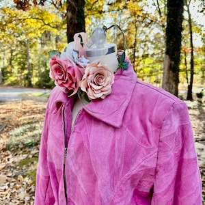 80&#39;s PINK PATCHWORK SUEDE Jacket/Suede Jackets/Patchwork Jacket/Vintage Suede Jacket/Pink Coat/Pink Jacket/80&#39;s Jacket/Near Mint Condition