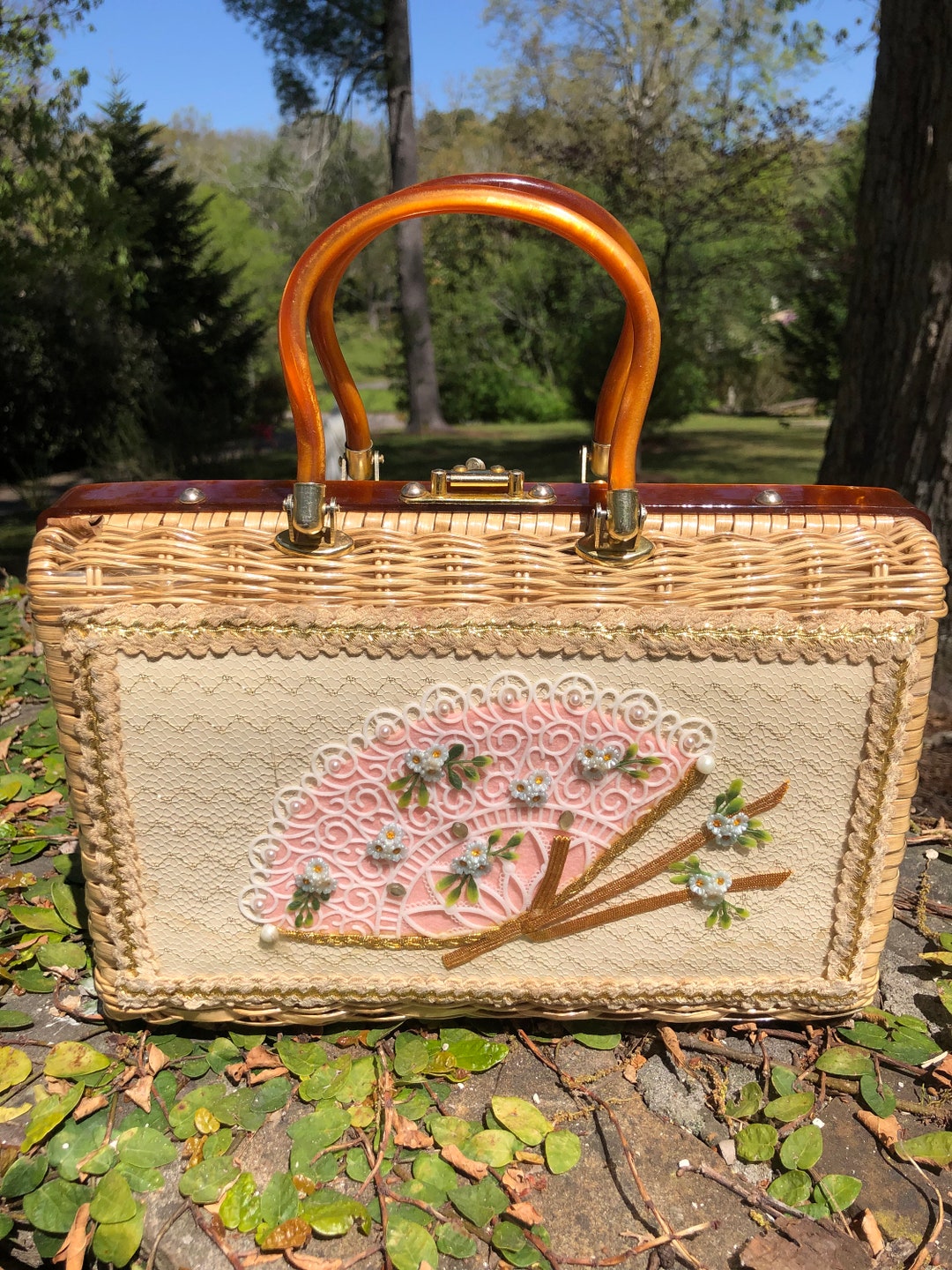 50’s Charming by Atlas Poodle Wicker Handbag