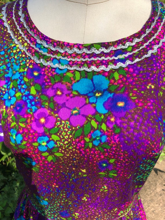 60's BARKCLOTH PATIO Dress/60’s Floral Full Skirt… - image 7
