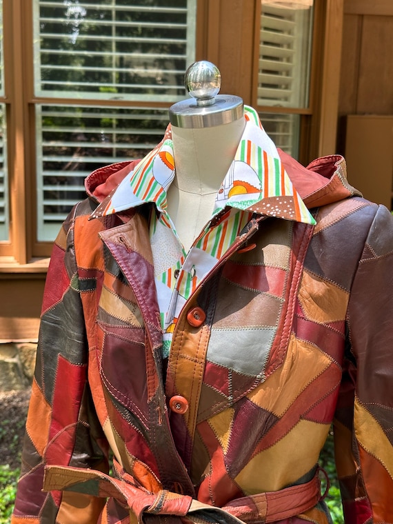 AWESOME 70's LEATHER PATCHWORK Jacket Extra Small… - image 1