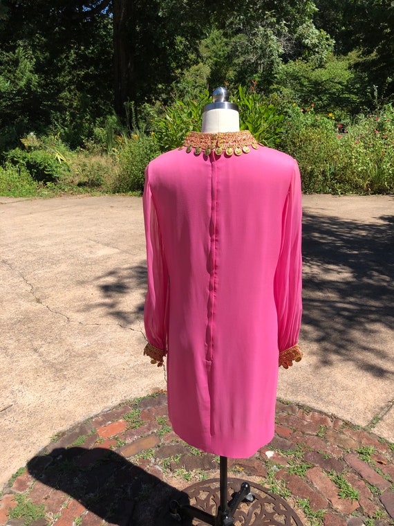 FABULOUS 60's PINK DRESS/Coin Trimmed Dress/60's … - image 3