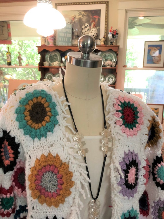 UNIQUE Granny Squares Sweater Jacket/Handmade Swea