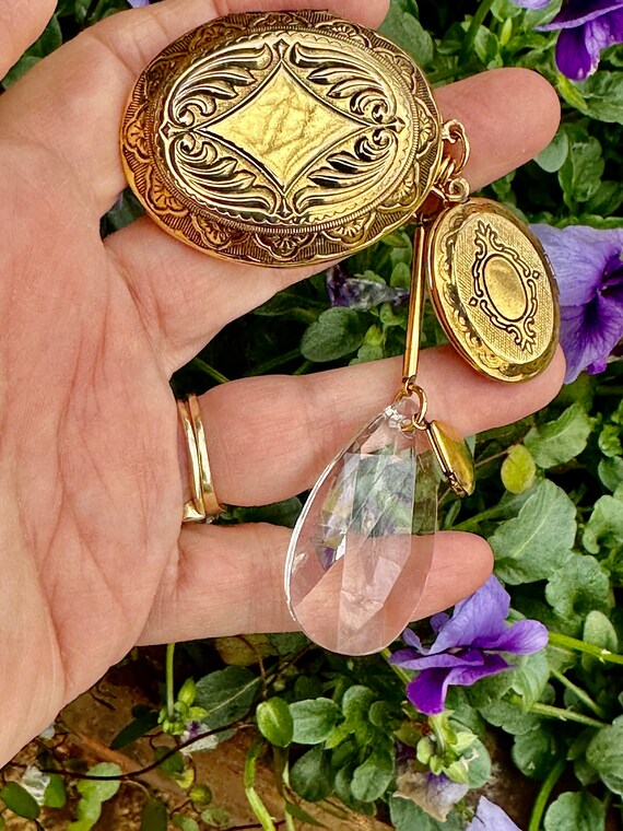 RARE HEART LOCKET Earrings/70's Earrings/Locket E… - image 10