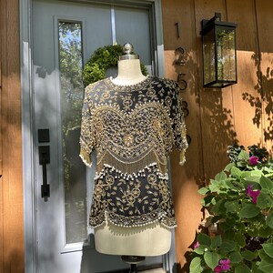 BLACK LABEL SEQUIN Tops/Sequin Tops/Designer Sequin Tops/80's Sequin Tops/Vintage Sequin Tops/80's Sequins/Oleg Cassini/Mint Condition