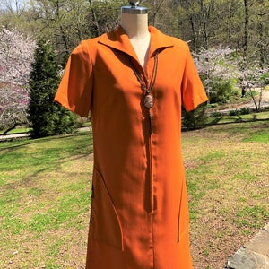 70's VINTAGE MOD Pumpkin Orange Dress/70s Mod Dress/Vintage Mod Dress/Jeanne Durrell Dress/70s Retro Dress/70's Dress/Near MINT Condition image 10