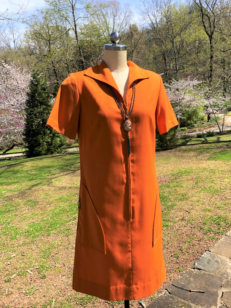 70's VINTAGE MOD Pumpkin Orange Dress/70s Mod Dress/Vintage Mod Dress/Jeanne Durrell Dress/70s Retro Dress/70's Dress/Near MINT Condition image 10