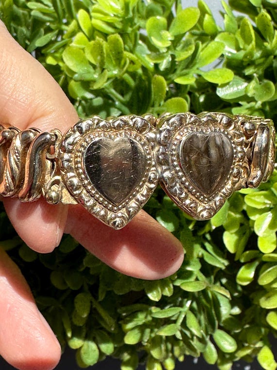 RARE 40's Double SWEETHEART Bracelet/Antique Brac… - image 3