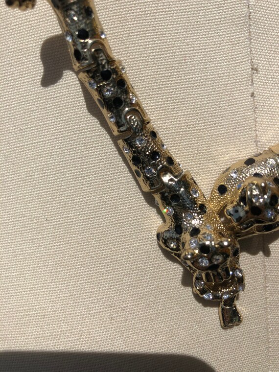 RARE Double Panther Rhinestone Necklace/80’s Rhin… - image 6