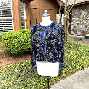 BEAUTIFUL 80s BEADED JACKET/Sequin Jacket/80s Beaded Jacket/Cocktail Jacket/Laurence Kazar Jacket/80s Sequin Jacket/Mint Condition