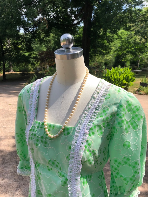 PRETTY 60's COTTAGE CORE Dress/60’s Green Dress/Vi