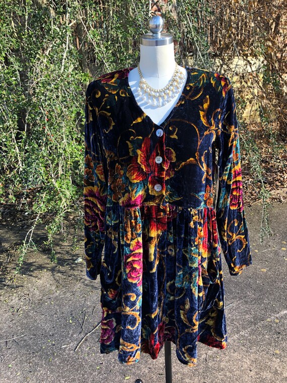 90s Green Floral Mini Dress