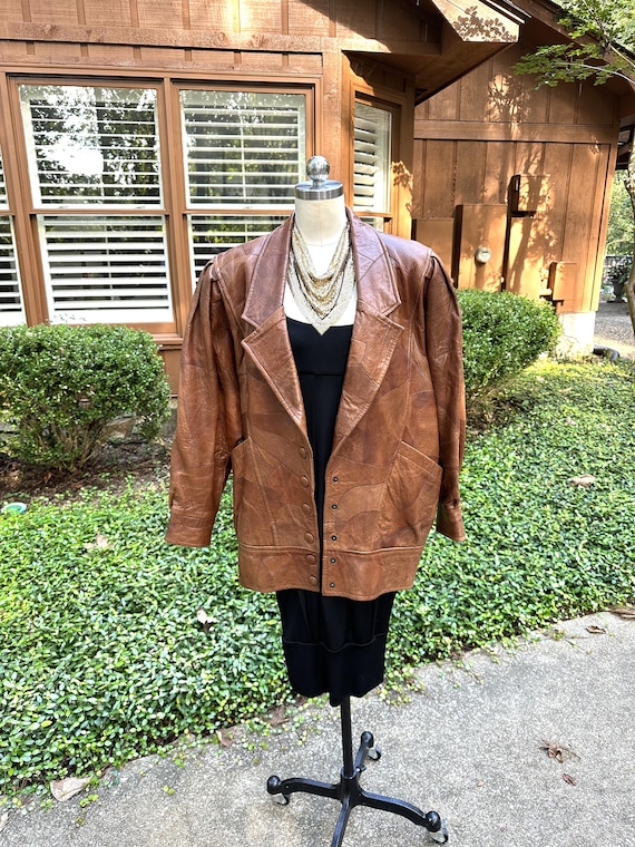 GORGEOUS 80s PATCHWORK Leather Jacket/Patchwork J… - image 1
