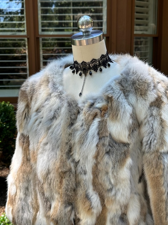 PATCHWORK 70's RABBIT FUR Coat /Patchwork Jacket/… - image 10