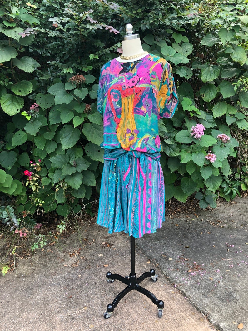 90's CAROLE LITTLE Dress/colorful 90s Dress/90s Abstract | Etsy