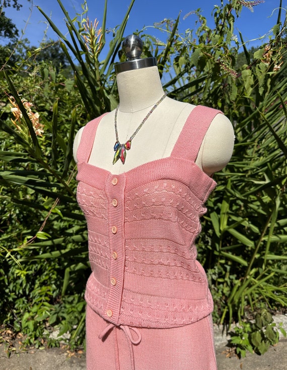 RARE 70's PINK KNIT Dress/70's Dresses/Pink Dresse