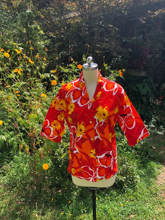 HAWAIIAN Barkcloth Tops/70's Barkcloth Tops/Hawaii