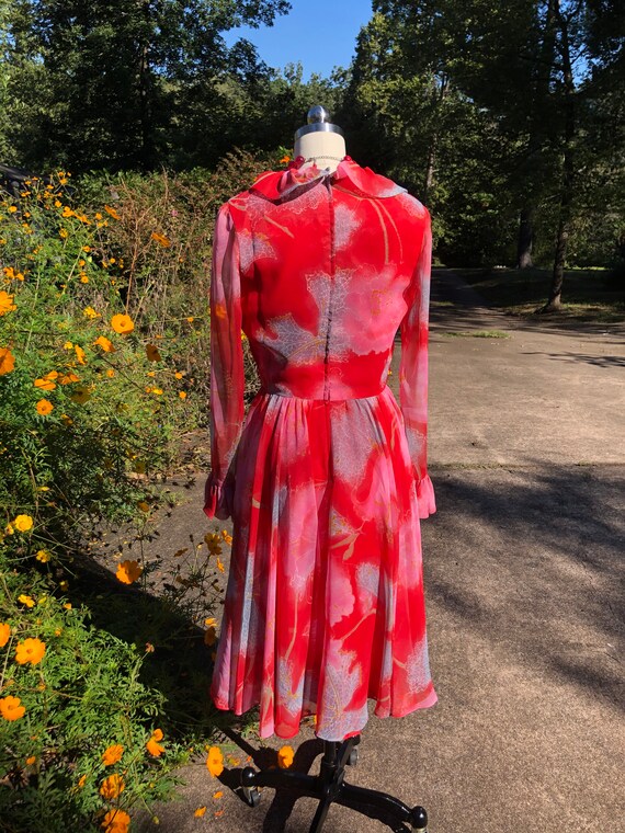 LOVELY 70's Floral CIRCLE Skirt Dress/Vintage GoG… - image 9