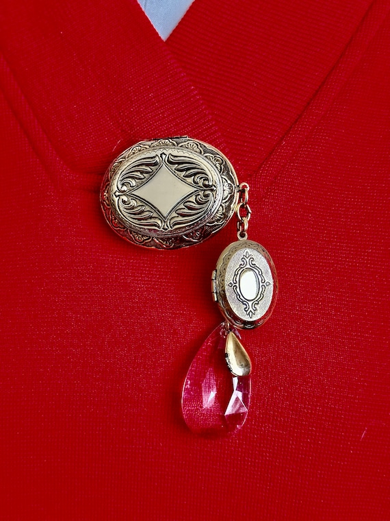 RARE HEART LOCKET Earrings/70's Earrings/Locket E… - image 8
