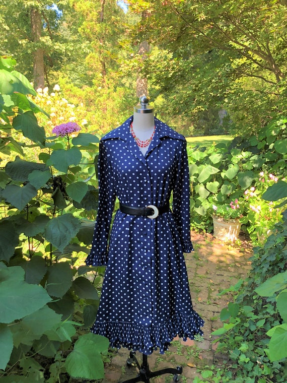 PRETTY 80's VICTOR COSTA Dotted Dress/Victor Cost… - image 2