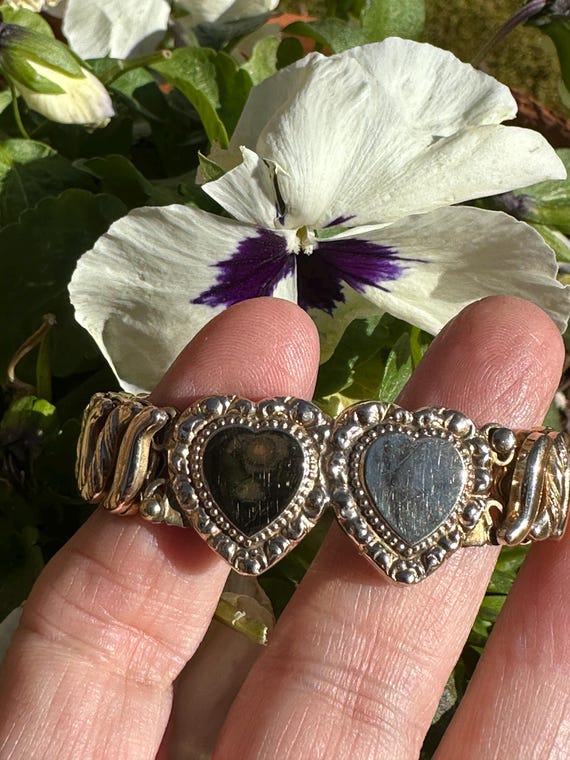 RARE 40's Double SWEETHEART Bracelet/Antique Brac… - image 1
